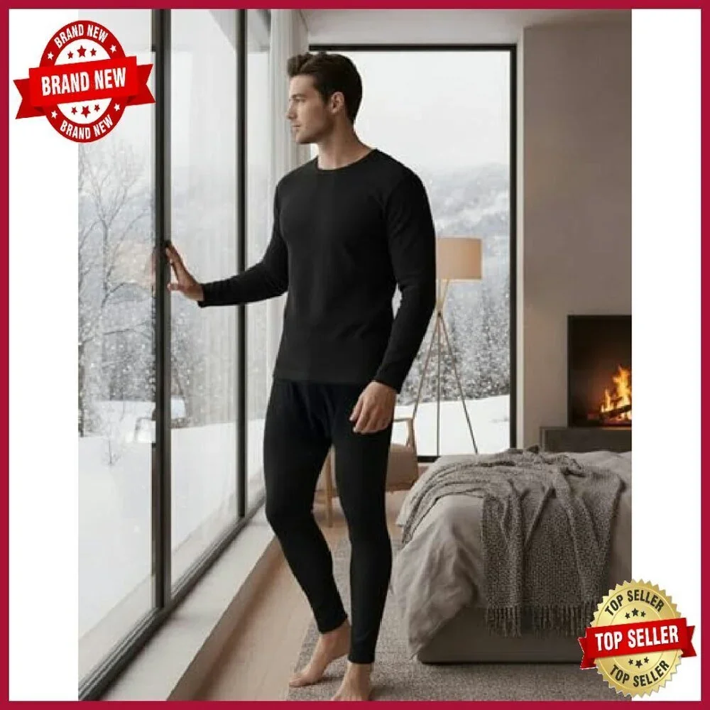 Men's 3-Piece Thermal Underwear Set Fleece Lined Winter Base Layer